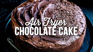 Air Fryer Chocolate Cake  Supergolden Bakes [upl. by Atinomar]