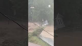 House Floats Down River Is Crushed by Bridge [upl. by Midan]