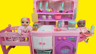 Baby Alive baby doll Twins Feeding Routine in baby doll Nursery with kitchen [upl. by Ula389]