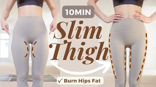 10min Easy Slim Thighs workout Toned Inner amp Outer Thighs Burn Hips Fat  100 RESULT [upl. by Elkcim]