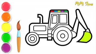 Comment dessiner un TRACTEUR TRACTEUR de coloriage de dessin animé pour enfants [upl. by Einnim]