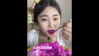 Pink Crunchy Crushed Ice EatingCrunchy Ice Eating Asmr mukbang icebites cruncyice slushies [upl. by Landbert]