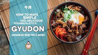 Yoshinoyastyle Gyudon  牛丼  Japanese Beef Rice Bowl  5Minute Recipe [upl. by Chic691]