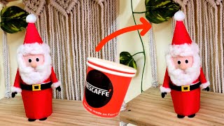 Santa Claus making with Paper Cup  How to make Santa Claus  Merry Christmas Craft [upl. by Latoye]