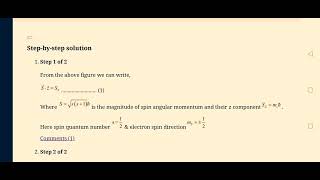 Find the possible angles between the z axis and the direction of the spin angularmomentum vector [upl. by Ainig]