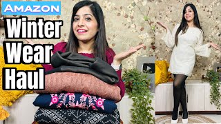 Amazon winter wear haul  woolen Kurtis  woolen dress material fleece legging  fashion fusions [upl. by Enajaras]