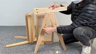 Solid Wood Rattan Dining Chair Assembly Guide｜OTDMEL [upl. by Nulubez716]