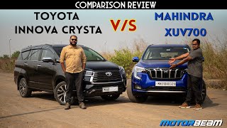 Mahindra XUV700 vs Toyota Innova Crysta Comparison Review  MotorBeam [upl. by Forland]