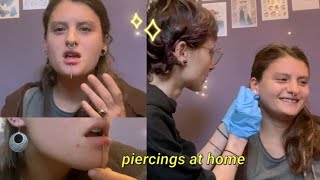 piercing my friends ear at home  she pierced her labret [upl. by Rekrap]