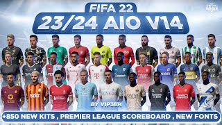 2324 AIO Kits V14 Mod For FIFA 22  850 Kits Premier League Scoreboard New Fonts TU17 [upl. by Okimuy]