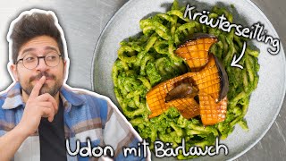 Udon Rezept Mit cremigem Bärlauchpesto amp sautierten Kräuterseitlingen [upl. by Wallach]