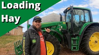 John Deere 6140M and 7930  Loading Hay for a Professional Bailing Operation300 Acre Property Tour [upl. by Kumagai]