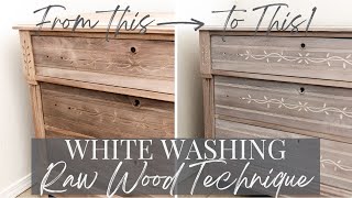 How to Even Wood Tones  How to Whitewash Raw Wood with Paint [upl. by Ainatnas244]