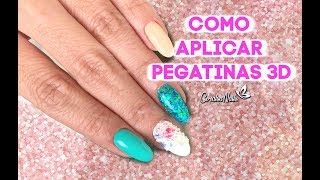 Como aplicar PEGATINAS 3D en las uñas y realizar efecto Babyboomer perfecto [upl. by Dann]