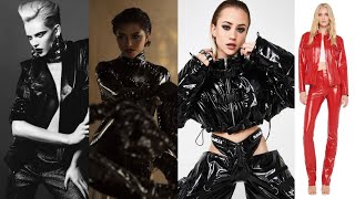 super shiner latex outfits latex dress fashion latex leather outfits 🤩🤩 [upl. by Atwekk921]