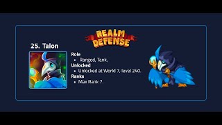 Talon Review  Realm Defense  New Hero Talon Review With Stats and Ranks [upl. by Aneri]