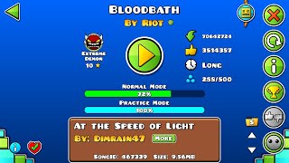 BLOODBATH 72 Extreme Demon  Geometry Dash 211 [upl. by Suiddaht608]