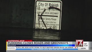 Sunday flooding closes roads and greenways in Raleigh [upl. by Wong979]