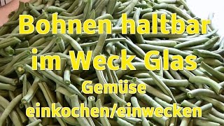 Bohnen aus dem Garten haltbar im Weck Glas Einweckeneinkochen [upl. by Ahsinroc94]