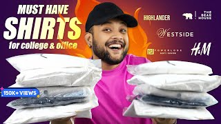 Top 5 Best Must Have Shirts 🔥 Men Shirt Haul for CollegeOffice 2024  HampM Powerlook  ONE CHANCE [upl. by Aleak]