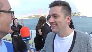 Interview with Vanja Radovanović from Montenegro  Eurovision Blue carpet Lisbon 2018 [upl. by Atelokin274]