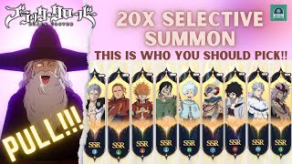 20X SELECTIVE SUMMON ON GLOBAL LAUNCH 🌏✨  BLACK CLOVER MOBILE [upl. by Nylevol297]