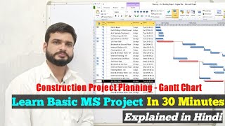 How to Prepare Construction Planning Schedule and Gantt Chart on MS Project  MSP Tutorial in Hindi [upl. by Denney]