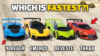 GTA 5 ONLINE  KRIEGER VS DEVESTE EIGHT VS EMERUS VS THRAX WHICH IS FASTEST [upl. by Asilana]