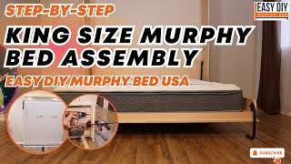 King Size Murphy Bed Assembly  StepbyStep  Easy DIY Murphy Bed USA [upl. by Suirtemid]