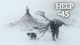 EXTREME 45° Solo Camping 4 Days  Snowstorm amp Hot Tent Winter Camping In Deep Snow  ASMR [upl. by Rengaw]