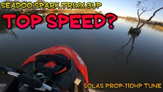 Seadoo Spark Trixx 3UP Top Speed Test with 110HP Tune amp Stainless Solas [upl. by Zack]