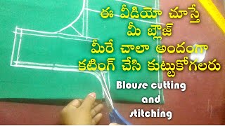 Blouse Cutting and Stitching in Telugu DIY [upl. by Hereld]