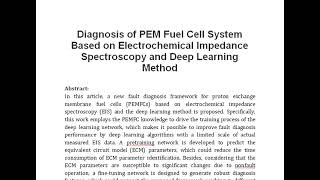 Diagnosis of PEM Fuel Cell System Based on Electrochemical Impedance Spectroscopy and Deep Learning [upl. by Lupiv]