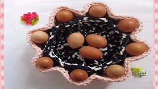 TUTORIAL Cesta Para Huevos tejida con TRAPILLO TIENE HUEVOOOS 😆😆 [upl. by Rosenblum861]