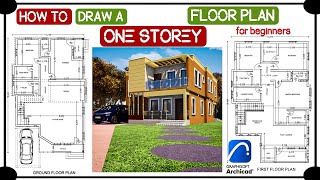 How To Draw A One Storey Floor Plan in Archicad  For Beginners [upl. by Nihahs]