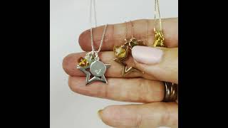 personalised star necklace with november birthstone with 2 shades of citrine birthstonejewelry [upl. by Annwahs880]