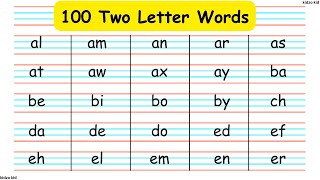 100 Two Letter Words 2 letter words A to Z English 2 letters words English words for kids [upl. by Nnaeiram]