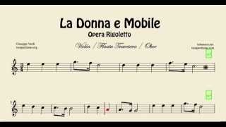 La Donna e Mobile Sheet Music for Violin Flute Recorder and Oboe Opera Rigoletto [upl. by Mauri]