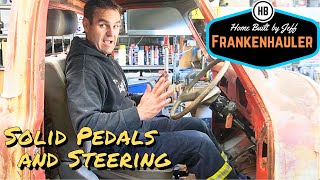 Solid Mounting the pedals and steering 1954 Ford F600 Car Hauler Build part 20 [upl. by Nadoj498]