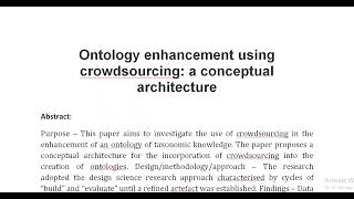 Ontology enhancement using crowdsourcing a conceptual architecture [upl. by Aicekal]