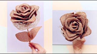 How to make a burlap ribbon rose in 5 minutes  DIY Flowers [upl. by Otsirc]