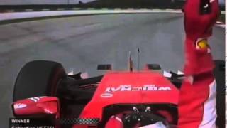 F1 2015 Malaysian GP  Sebastian Vettel screaming on radio after winning Malaysian GP [upl. by Aissej180]