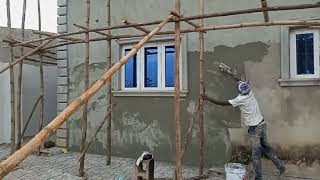 Exterior wall screeding process in Ogun State Nigeria [upl. by Sudoeht387]