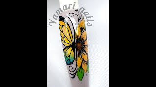 Como hacer el mejor girasol en tus uñas [upl. by Adnawahs]