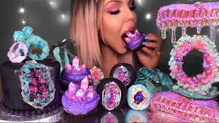 ASMR EDIBLE GEODE ROCKS QAURTZ CRYSTALS GEODE CAKE AMETHYSTS GEODE HONEYCOMB MUKBANG 먹방 [upl. by Bowers786]