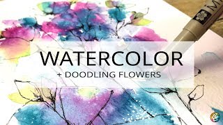 watercolor painting and doodling red violets [upl. by Letniuq]