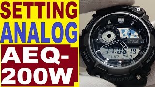 Setting Casio AEQ200W analog time 5472 manual [upl. by Jump]