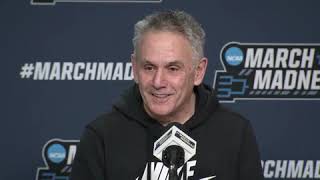 Duquesne players coach Keith Dambrot before their NCAA Tournament game against BYU [upl. by Antonin]