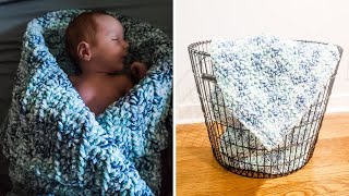 Crochet Beginner Baby Blanket Quick amp Easy using Bernat Blanket Yarn [upl. by Broderic318]