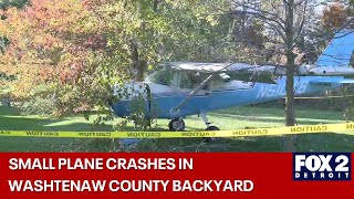 Cessna plane crash lands in backyard of Washtenaw County home [upl. by Htur]